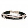 bracelet en cuir véritable et chaine métal argenté