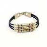 bracelet en cuir et perles plaquées argent