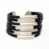 bracelet en cuir manchette 7 tubes