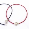Collier ras de coup en cuir et spirale argent